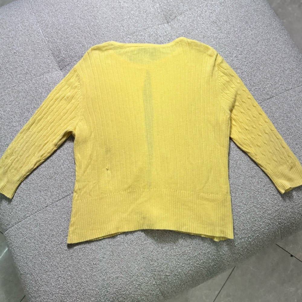 Vintage Heirloom Collectibles Yellow Cable Knit Cardigan Sweater Women’s L - Picture 4 of 8